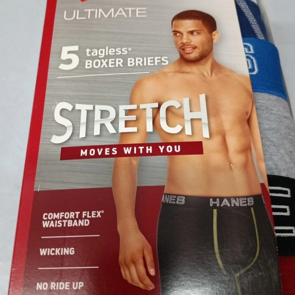NEW Hanes Ultimate Men's Stretch Boxer Briefs, 5-Pack Size 2XL XXL Multicolor‎